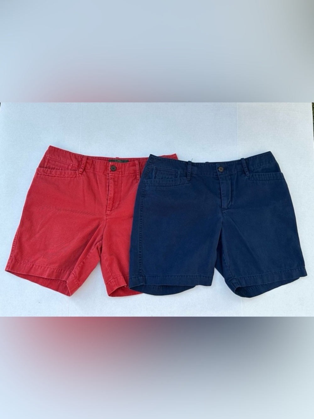 LRL Lauren Ralph Lauren CO. Women’s Bermuda, 8P in Navy and Red